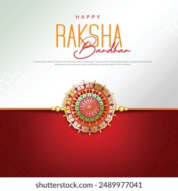 Happy raksha bandhan ceremony poster template design with decorative rakhi. vector illustration.