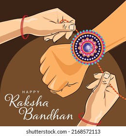 Happy Raksha Bandhan. colorful sketching hands of brother and sister, sister is to tie the knot of rakhi to our brothers hand for taking promise of caring and and lots of love.