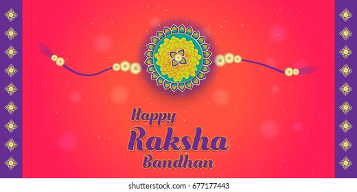 Happy Raksha Bandhan creative greetings vector illustration for banner, poster, and print. Ornamental rakhi design with decorative elements. Rakshan Bandhan a indian festival for brothers and sisters.