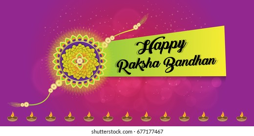 Happy Raksha Bandhan creative greetings vector illustration for banner, poster, and print. Ornamental rakhi design with decorative elements. Rakshan Bandhan a indian festival for brothers and sisters.