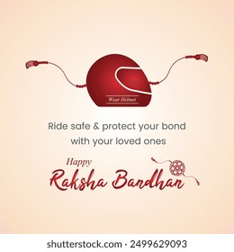 Happy Raksha Bandhan Creative Wishes Raksha Bandhan Greetings with Helmet Happy Rakhi Brother Sister Bond Wear Helmet Raksha Bandhan Concept