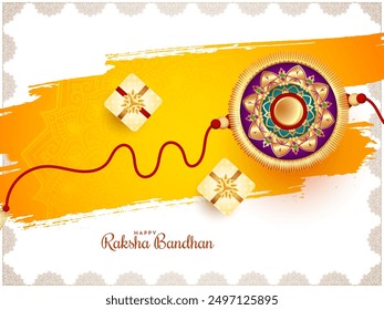 Happy Raksha Bandhan cultural Indian festival elegant card vector