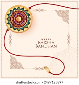 Happy Raksha Bandhan cultural Indian festival elegant card vector