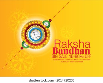 Happy Raksha Bandhan with decorative Rakhi for Raksha Bandhan, Indian festival for brother and sister bonding celebration 