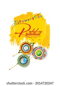 Happy Raksha Bandhan with decorative Rakhi for Raksha Bandhan, Indian festival for brother and sister bonding celebration 