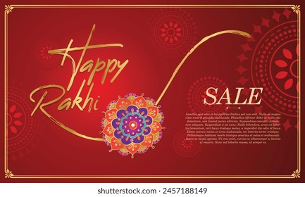 Happy Raksha Bandhan Design Template with Rakhi and ornate design elements