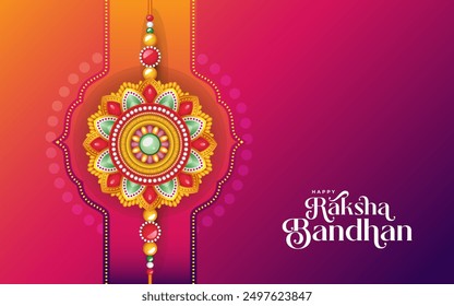 Happy Raksha Bandhan Festival Background Design with Creative Rakhi Illustration