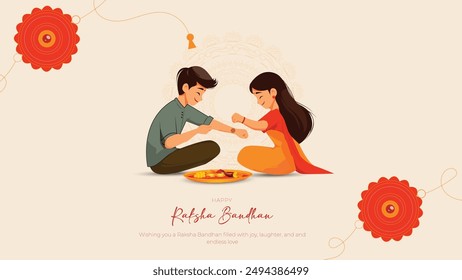 Feliz raksha bandhan festival hermosa tarjeta de felicitación celebración del festival indio. diseño de Ilustración vectorial abstracto editable.