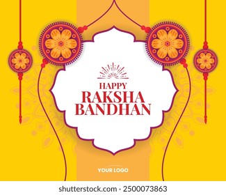Happy Raksha Bandhan Festive Banner with Decorative Rakhi and Vibrant Colors