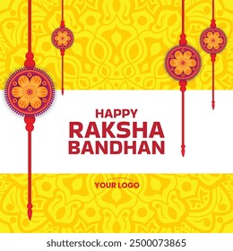 Happy Raksha Bandhan Festive Banner with Decorative Rakhi and Vibrant Colors