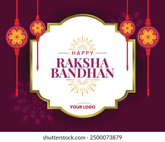 Happy Raksha Bandhan Festive Banner with Decorative Rakhi and Vibrant Colors