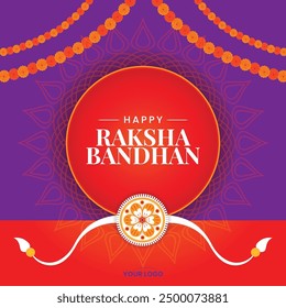Happy Raksha Bandhan Greeting Card with Decorative Rakhi and Festive Elements