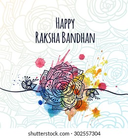 Happy Raksha Bandhan greeting card for indian holiday with original ornamental bangle. Vector illustration