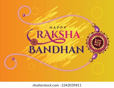 Happy Raksha Bandhan Greeting with Typography art and Rakhi illustration 