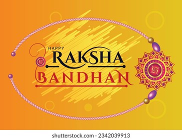 Happy Raksha Bandhan Greeting with Typography art and Rakhi illustration 