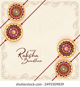 Happy Raksha Bandhan hindu cultural festival card vector