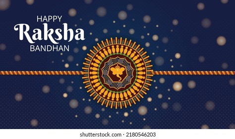 Happy Raksha Bandhan Hindu Festival Poster celebrating brother sister relationship. Greeting card Color rakhi design banner vector illustration. Social media post promotion advertising website header