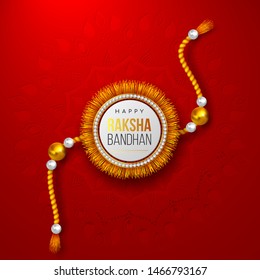 Happy Raksha Bandhan holiday background with decorated rakhi. Brother and sister celebration Rakhi festival. Vector illustration.