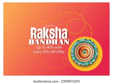 Happy Raksha Bandhan illustration of decorated Rakhi for Indian festival Raksha Bandhan