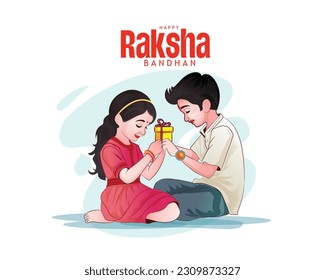 Happy Raksha Bandhan illustration of decorated Rakhi for Indian festival Raksha Bandhan