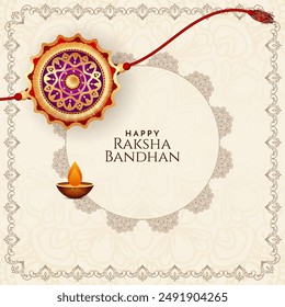 Happy Raksha Bandhan Indian cultural festival greeting card vector