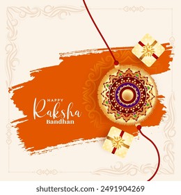 Happy Raksha Bandhan Indian cultural festival greeting card vector