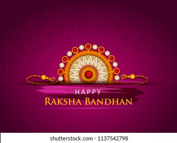 Happy Raksha Bandhan Indian festival celebration greeting background with ornamental Rakhi. Vector illustration