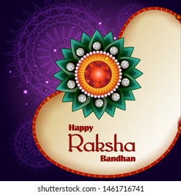 Happy Raksha Bandhan Indian festival celebration greeting background with ornamental Rakhi. Vector illustration
