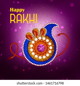 Happy Raksha Bandhan Indian festival celebration greeting background with ornamental Rakhi. Vector illustration