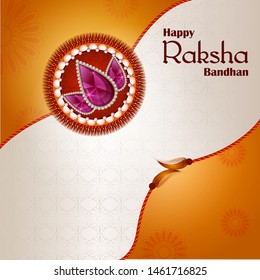 Happy Raksha Bandhan Indian festival celebration greeting background with ornamental Rakhi. Vector illustration