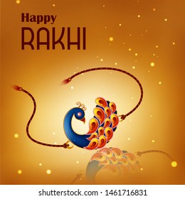 Happy Raksha Bandhan Indian festival celebration greeting background with ornamental Rakhi. Vector illustration