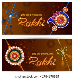 Happy Raksha Bandhan Indian festival celebration greeting background with ornamental Rakhi. Vector illustration