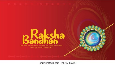 Happy Raksha Bandhan For Indian Festival, Raksha Bandhan Celebration Hindi Text Typography With Creative Rakhi