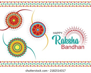 Happy Raksha Bandhan, Indian festival of brother and sister love and bond with beautiful Rakhi (Wrist Bands).