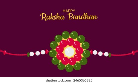 Happy Raksha Bandhan Indian Festival rakhi banner. Rakha on dark purple background. Greeting card invitation design web design. Vector illustration.