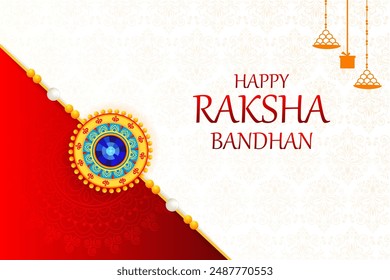 Happy Raksha Bandhan Indian festival celebration greeting background with ornamental Rakhi. Vector illustration