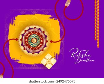 Happy Raksha bandhan Indian festival celebration greeting card vector