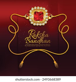 Tarjeta de felicitación feliz de la celebración del festival indio raksha bandhan con rakhi creativo