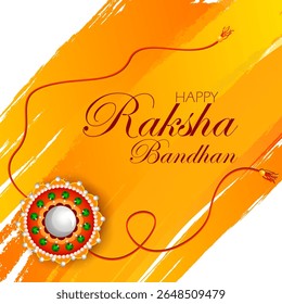 Happy Raksha Bandhan Indian festival celebration greeting background with ornamental Rakhi. Vector illustration