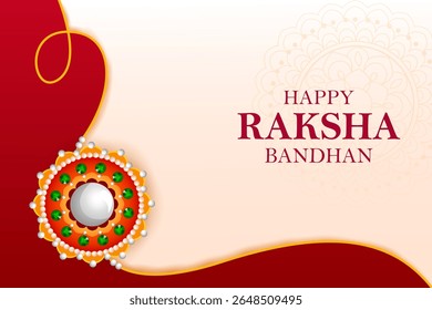 Happy Raksha Bandhan Indian festival celebration greeting background with ornamental Rakhi. Vector illustration