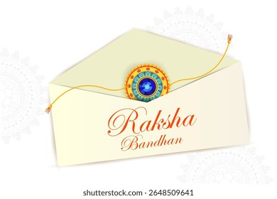Happy Raksha Bandhan Indian festival celebration greeting background with ornamental Rakhi. Vector illustration