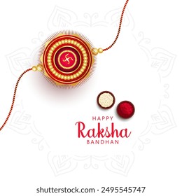 Happy Raksha Bandhan Indian hindu festival greeting card with traditional rakhi design vector illustration