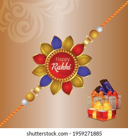 Happy Raksha bandhan invitation greeting card with creative vector illustration with creative rakhi illustration