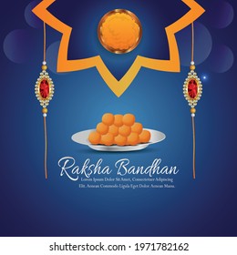 Happy raksha bandhan invitation greeting card with vector illustration and sweet plate