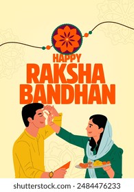 Happy Raksha Bandhan lettering, an Indian festival of brother and sister bonding celebration editable vector illustration