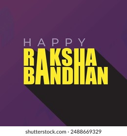 Happy Raksha Bandhan modern bold 3d typography illustration on purple background. Indian traditional festival Rakhi celebration greeting card. Brother and sister. Poster, banner, flyer, template.