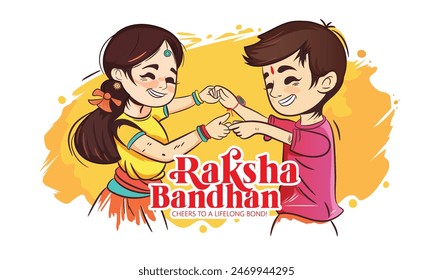 Happy Raksha Bandhan mit schönen dekorativen Rakhi für Raksha Bandhan, indisches Festival der Bruder und Schwester Bindung Feier