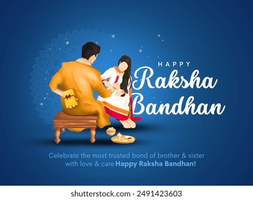 Feliz Raksha Bandhan con bonito Rakhi decorativo para Raksha Bandhan, festival indio de hermano y hermana que une la celebración