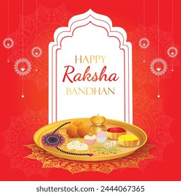 happy raksha bandhan on decorative rakhi festival banner background