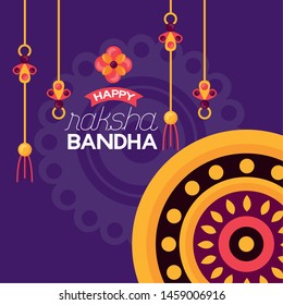 happy raksha bandhan ornaments decoration vector illustration